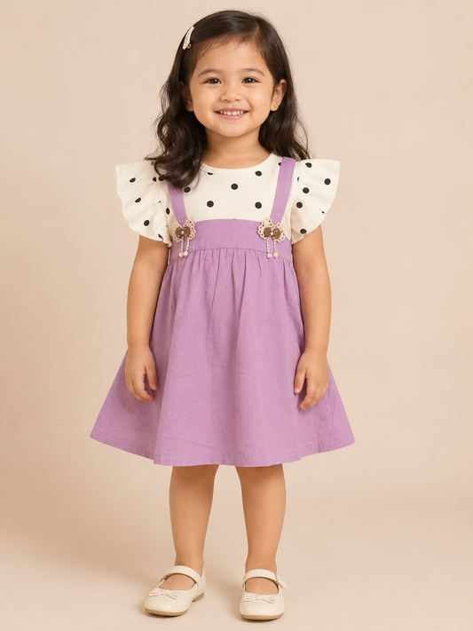 Lavender Polka Flutter Dress