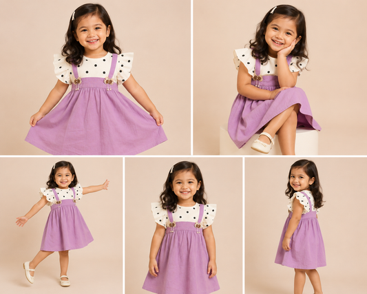 Lavender Polka Flutter Dress