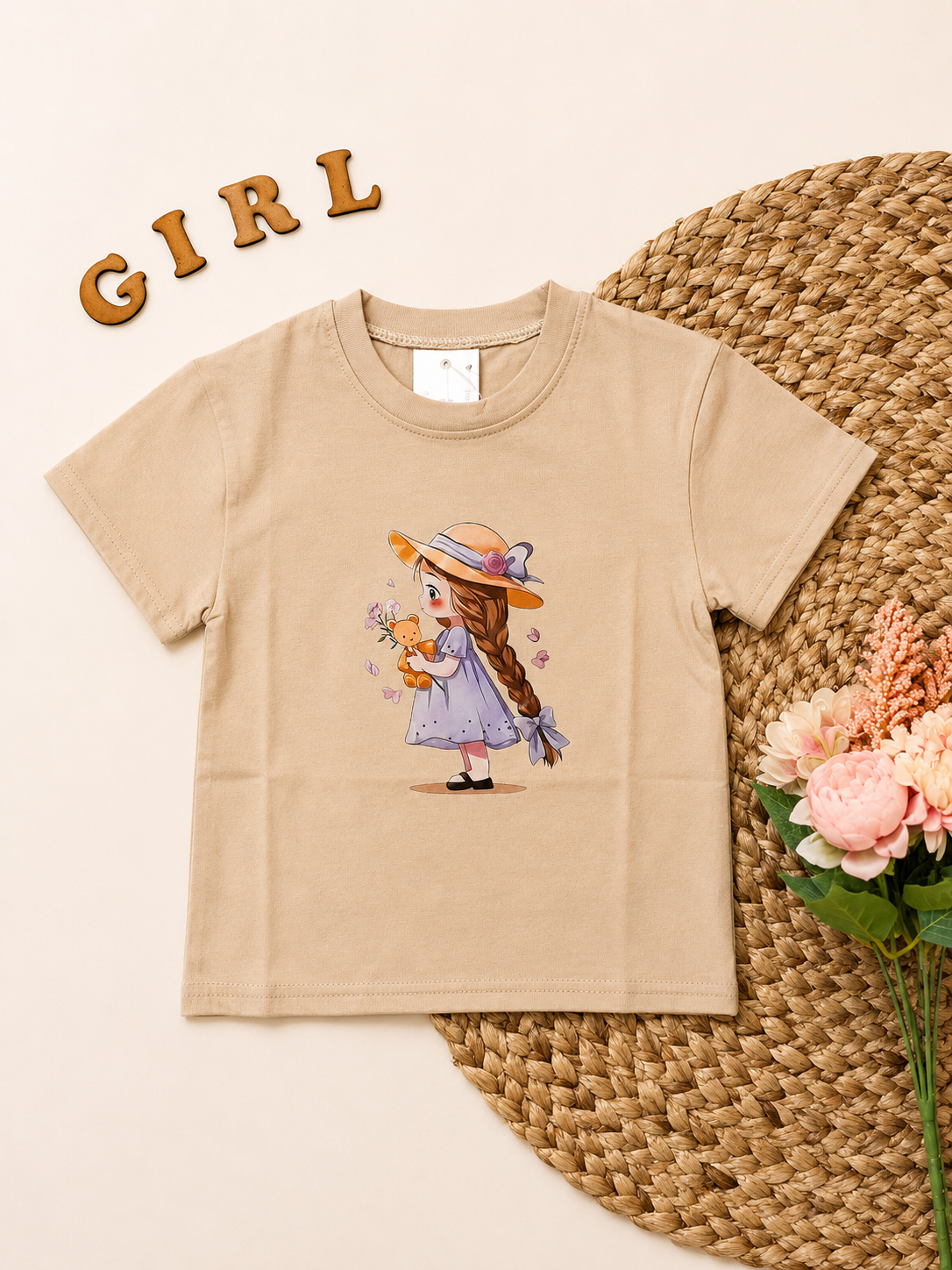 Printed T-shirt & Denim Shorts Set