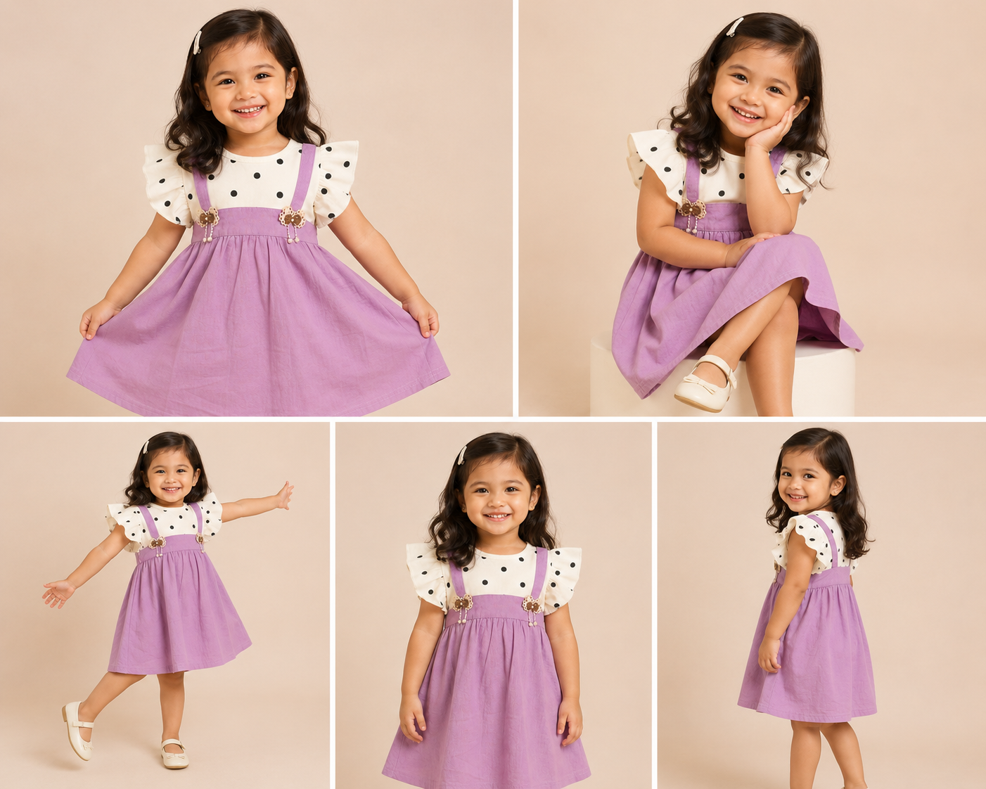 Lavender Polka Flutter Dress