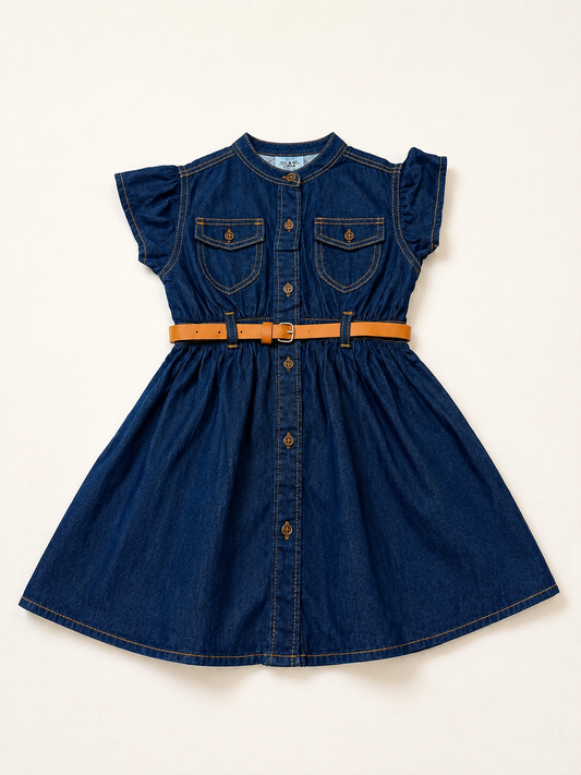 Denim Frock Dress with Belt