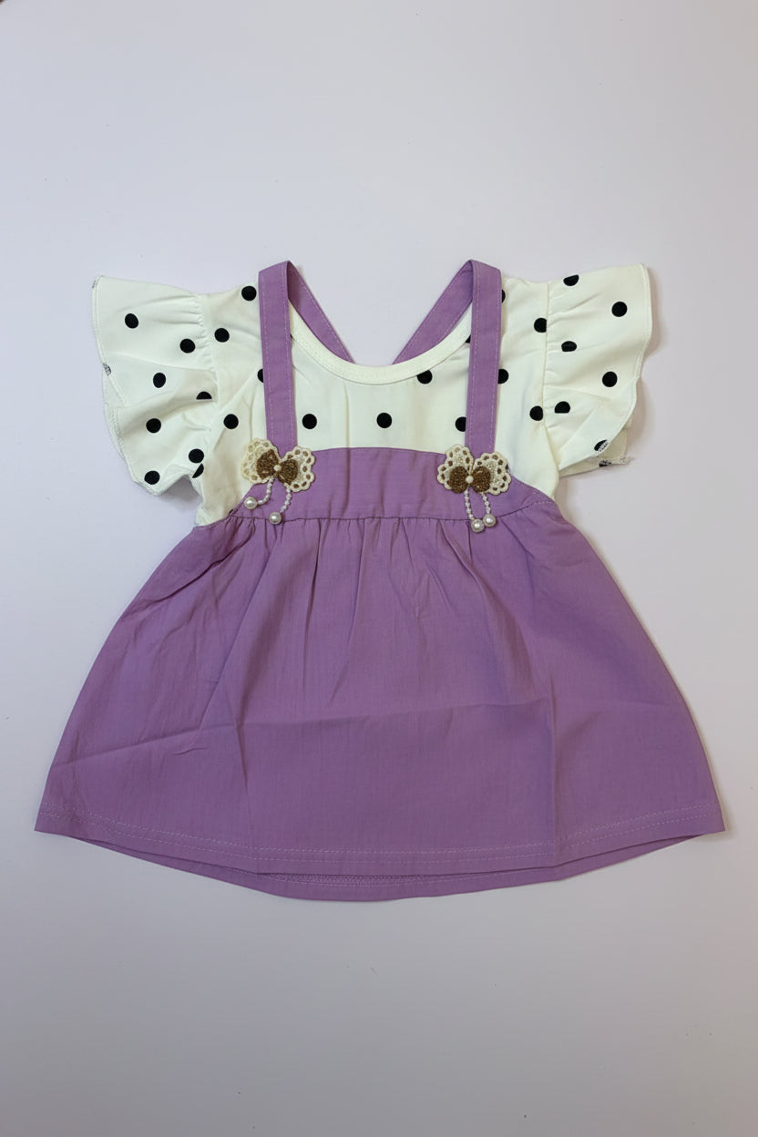 Lavender Polka Flutter Dress